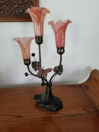 Vintage Dale Tiffany Style,  3 - Light,  Dragonfly,  Tulip Lamp