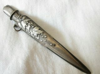C.  1890 Art Nouveau French Silver Hallmarked Cased Pencil & Letter Opener