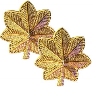 Us Army Lieutenant Colonel Major Oak Leaf Rank Military Insignia Gold Plated Set