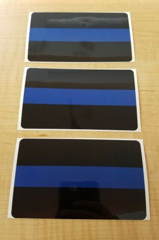 Set Of 3 Blue Line Reflective Decal Sticker Police 3 " X 5 "