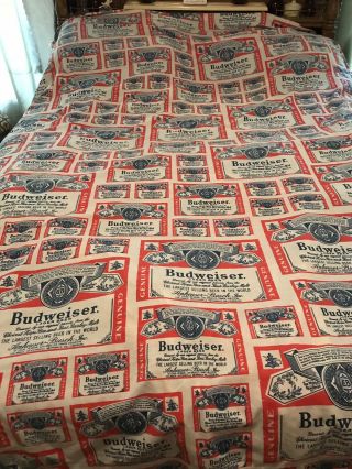 Vintage Budweiser Flat & Fitted Muslin Double Bed Sheet Set