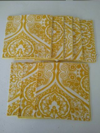Set Of 8 Vintage Vera Neumann Yellow Paisley Print Napkins