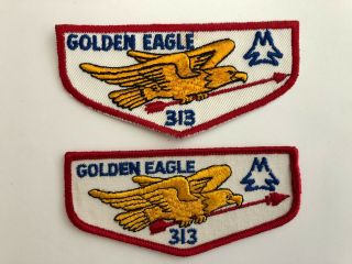 Golden Eagle Lodge 313 F1b & F2 Oa Patches Order Of The Arrow Boy Scouts