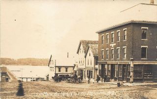 Wiscasset Me Dirt Main Street Store Fronts Horse & Wagons Laundry Rppc Postcard