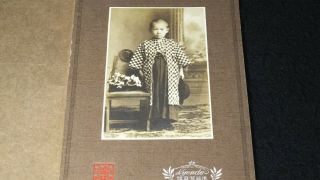 7142 1910s Formosa Old Photo / Japanese Young Boy In Kimono With Hat W Taiwan