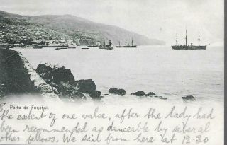 Porto Do Funchal 1902 Postcard Ships Madeira