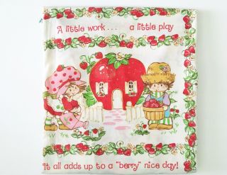 Vtg Strawberry Shortcake Twin Flat Sheet Work Play Berry Day Craft Fabric