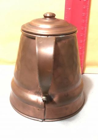 Vintage GREGORIAN Hammered Copper Double Handled 4” Lidded Sugar Tankard 4