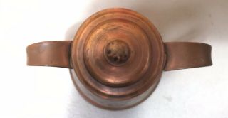 Vintage GREGORIAN Hammered Copper Double Handled 4” Lidded Sugar Tankard 5