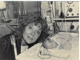 Diana Rigg Visiting A Neonatal Unit For Charity 1987