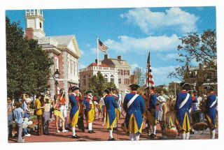 Vintage Florida Chrome Postcard Orlando Disney Liberty Square Fife Drum Corps