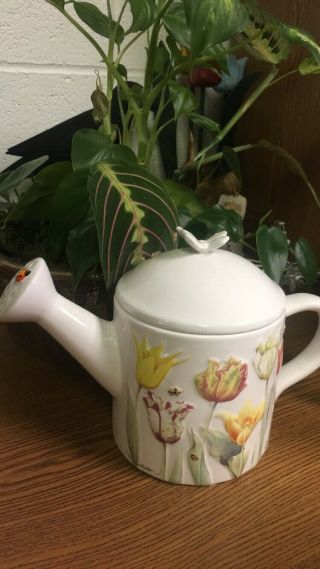 Hallmark Natures Sketchbook Watering Can Marjolein Bastin Floral Tulip Ceramic