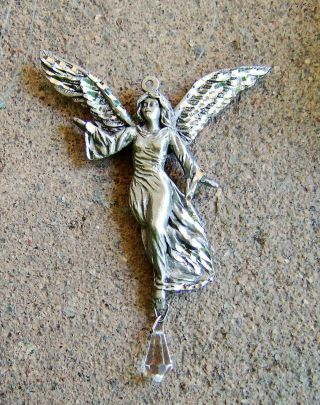 Spoontiques Pewter Angel Ornament 2322 Diamond - Cut Accents,  With Crystal