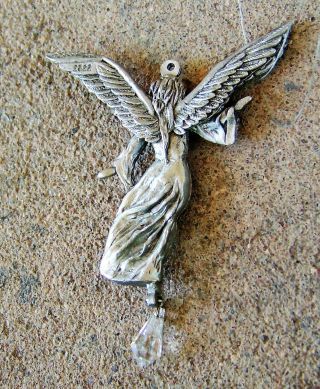 Spoontiques Pewter ANGEL ORNAMENT 2322 Diamond - Cut Accents,  with Crystal 3