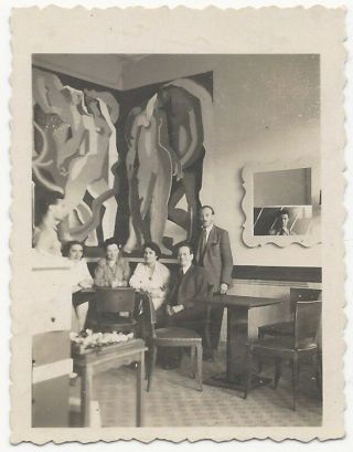 1947 French Art Deco Wall Mural & Avant - Garde Portrait Snapshot