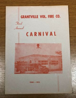 1951 Grantville Pa Volunteer Fire Company Carnival Program Advertisements More