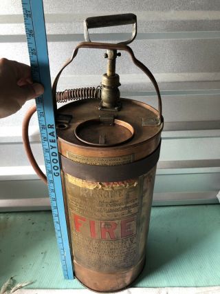 Vintage Copper 5 Gallon Water Fire Extinguisher Rare One Of Kind Hand Pump