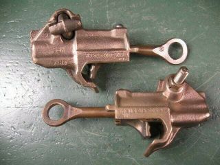 Old Vintage Tools Hardware Electrician Brass Grounding Clamps Pair