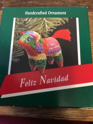 Hallmark Keepsake 1989 Feliz Navidad Christmas Ornament Mexican Bull Pinata