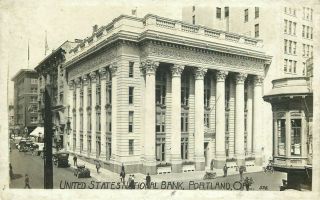 Us National Bank Of Portland Oregon,  Postcard Vintage Cars,  Before 1925