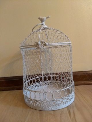 Antique White Bird Cage Decorative Display And Storage Basket