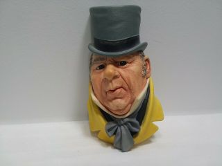 Vintage " Bosson " Chalkware Head Hand Painted England " Mr.  Micawber ",  1964