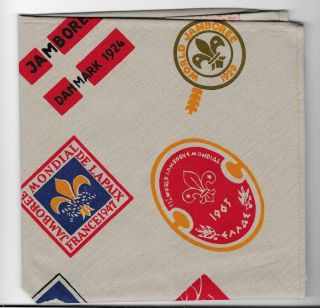 Neckerchief W/ World Jamboree Patches On It Vintage Boy Scout Bsa