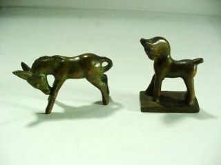 Vintage Miniature Bronze Sculptured Animal Figures - - Horse And Donkey - Cute