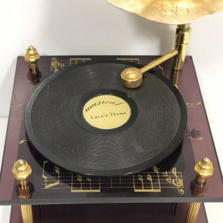 Vintage Sankyo Music Box Gramophone Phonograph Style Plays Lara’s Theme Japan 3