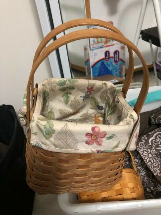 Longaberger Basket With 2 Handles And Flower Insert Cover