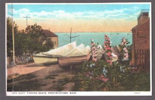 Vintage Litho Cape Cod Provincetown Massachusetts Fishing Boats Old Pc Postcard