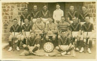 Rp Middlesex Regiment Hockey Team Pith Helmets Real Photo C1918