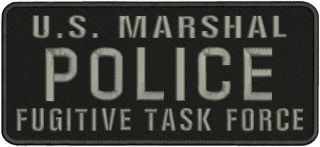 U.  S.  Marshal Police Fugitive Task Force Emb Patch 4.  75x11 Hook/back/gray