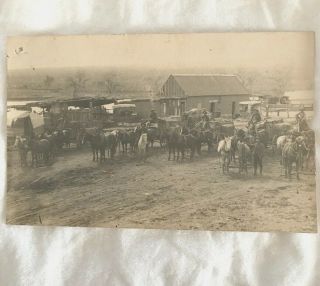 Antique Rare C.  1900 Southwest Horses Wagons Wild West - Rppc - 8