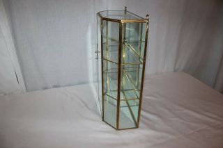 Brass Glass 12 Curio Display Case Mirrored Hanging Standing Cabinet 6