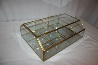 Brass Glass 12 Curio Display Case Mirrored Hanging Standing Cabinet 7