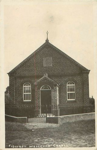 Rp Fishtoft Wesleyan Chapel Church Lincolnshire Nr Boston Gray Real Photo C1912