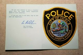 Fl City Of Ocala Florida Police Patch W/presentation Card