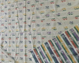 Vintage Bates Woven Reversible Cotton Bedspread 78 “x 98” Floral Flowers 58 50