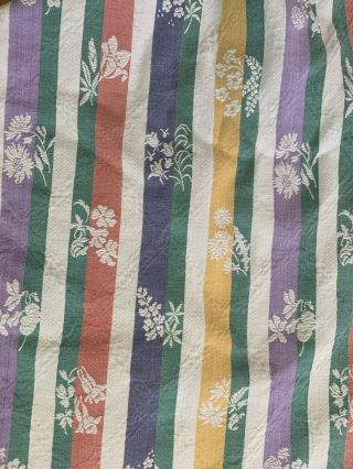 Vintage Bates Woven Reversible Cotton Bedspread 78 “X 98” Floral Flowers 58 50 3