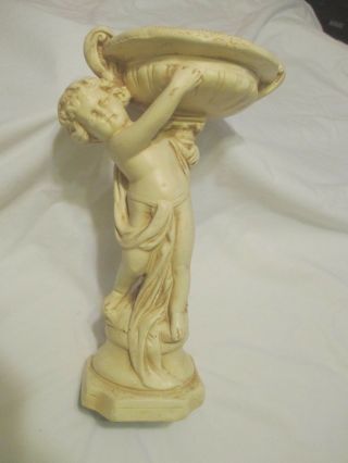 Old Cherub Angel Statue Holding Column Bought At Woolworth 