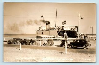 Mackinaw City,  Mi - Rare C1940s Munising Ferry Old Cars,  & Schooner - Photo Rppc