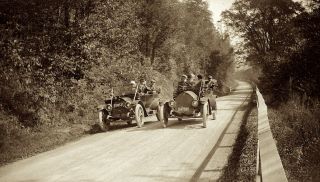 1914 Era Photo Negative Car Hupmobile And Other Rare Auto Race Down Dirt Road