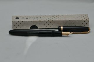 Lovely Rare Vintage Parker Duofold Af Fountain Pen Black & Gold 14ct Gold Nib