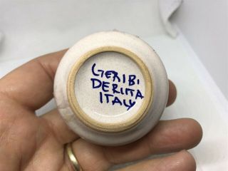 Geribi Deruta Italy Pottery,  Small Round Trinket box.  red,  blue,  & green 3