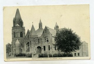 Hillsboro,  Oh Rare Early 1900s Street Scene Of Presbyterian Church 1912