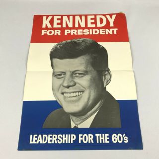 John Kennedy Jfk For President Political Campaign Poster From 1960 1 Fold