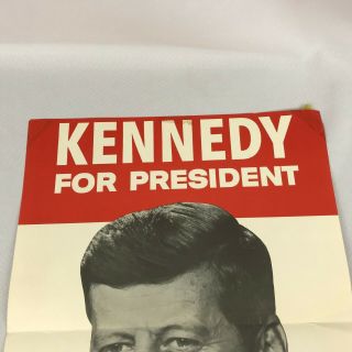 John Kennedy JFK For President Political Campaign Poster from 1960 1 Fold 2
