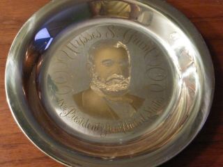 Rare President Ulysses S Grant Sterling Silver Plate Ltd Ed W/24kt Gold Inlay