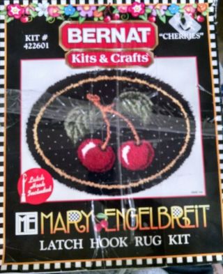Mary Engelbreit Latch Hook Rug Kit - " Cherries " Started